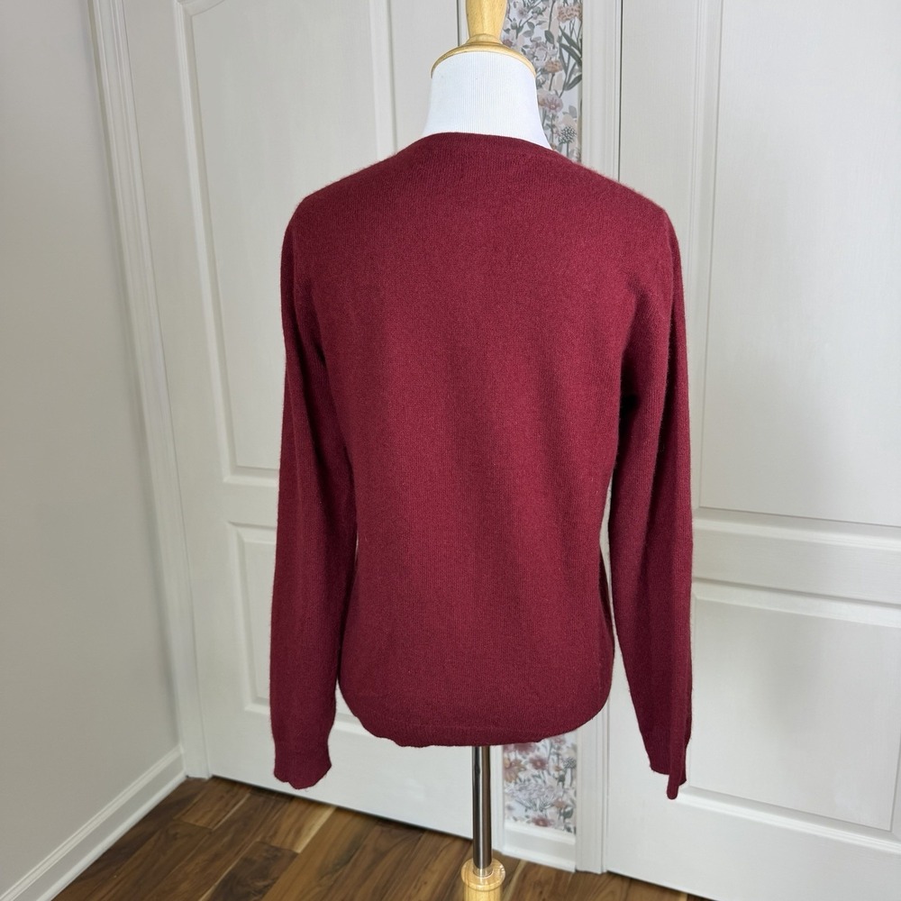 ISAAC MIZRAHI for target 100% Cashmere Sweater Cardigan Button Small Burgundy - Picture 4 of 6